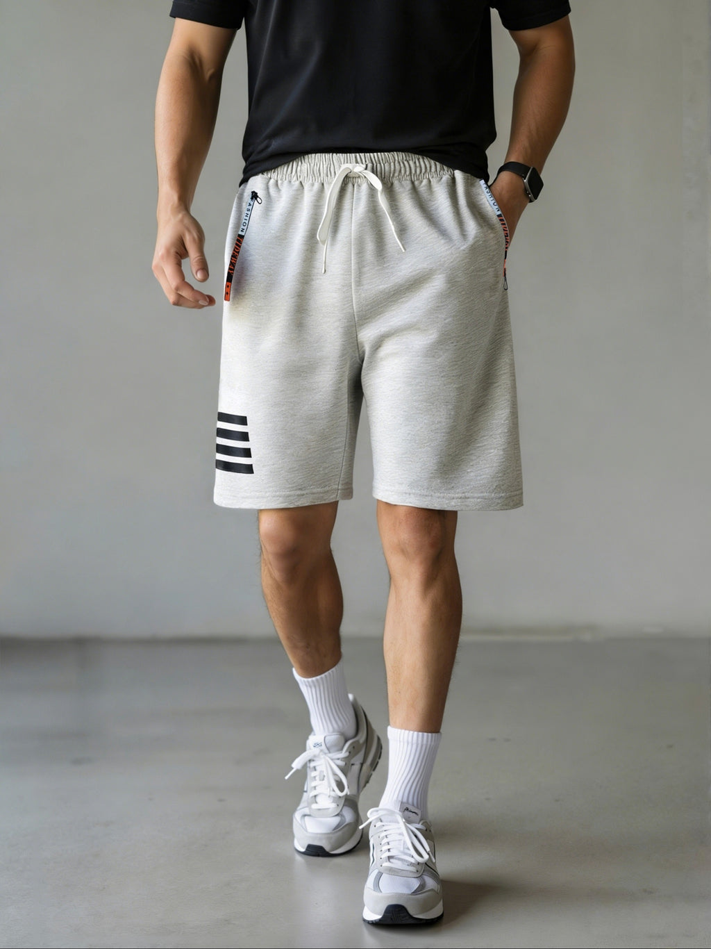 3pcs Men'S Casual Outdoor Shorts with Drawstring Waist and Zipper Pockets | Comfortable Fabric, Ideal for Running, Fitness, Travel, and Indoor/Outdoor Activities, Machine Washable, Eye-Catching Print Design, Perfect Gift