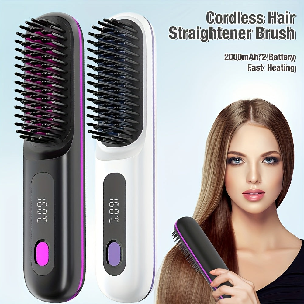 New Portable Straightening Comb, Quick Hair Straightener, Straightening Styling Tool, Smart Digital Display Precise Temperature Control. Long-lasting Hold Without Damaging Hair, Straightening and Curling Dual Use