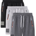 3pcs Men'S Casual Outdoor Shorts with Drawstring Waist and Zipper Pockets | Comfortable Fabric, Ideal for Running, Fitness, Travel, and Indoor/Outdoor Activities, Machine Washable, Eye-Catching Print Design, Perfect Gift