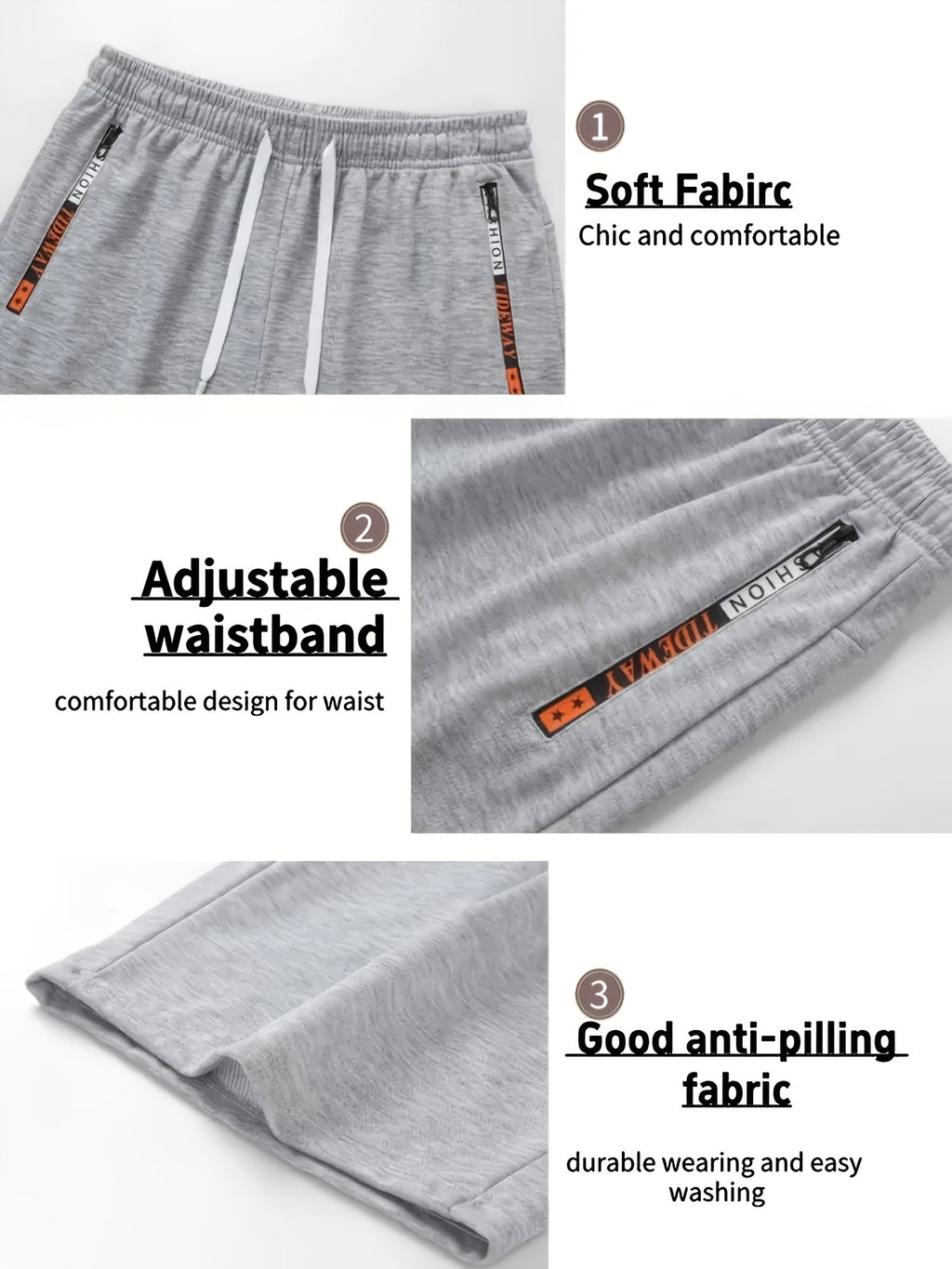 3pcs Men'S Casual Outdoor Shorts with Drawstring Waist and Zipper Pockets | Comfortable Fabric, Ideal for Running, Fitness, Travel, and Indoor/Outdoor Activities, Machine Washable, Eye-Catching Print Design, Perfect Gift