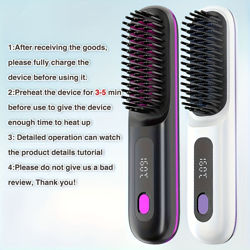 New Portable Straightening Comb, Quick Hair Straightener, Straightening Styling Tool, Smart Digital Display Precise Temperature Control. Long-lasting Hold Without Damaging Hair, Straightening and Curling Dual Use