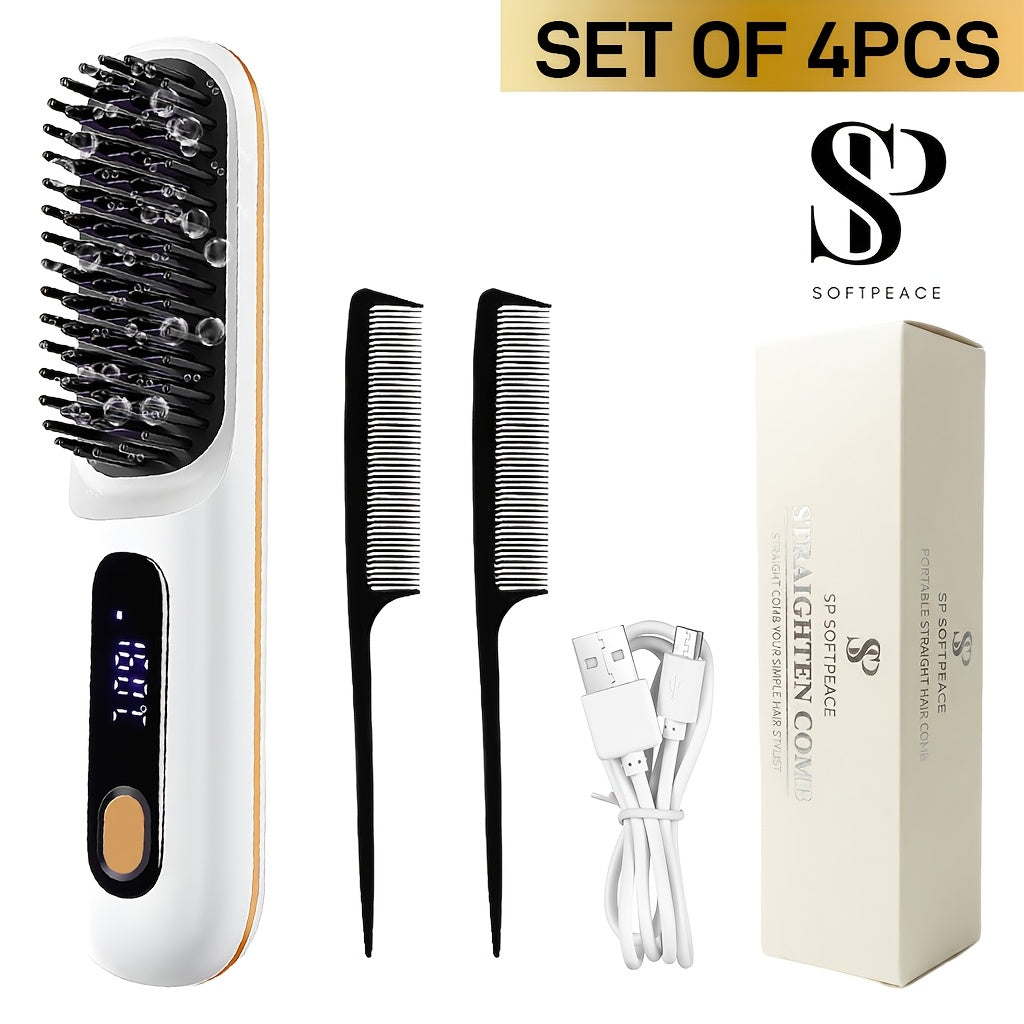 New Portable Straightening Comb, Quick Hair Straightener, Straightening Styling Tool, Smart Digital Display Precise Temperature Control. Long-lasting Hold Without Damaging Hair, Straightening and Curling Dual Use